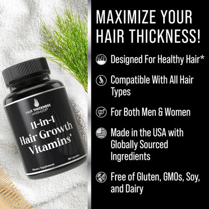 Vitaminas 11 En 1 Para Cabello Biotina 5000 Mcg Crecimiento Y Grosor Vegano