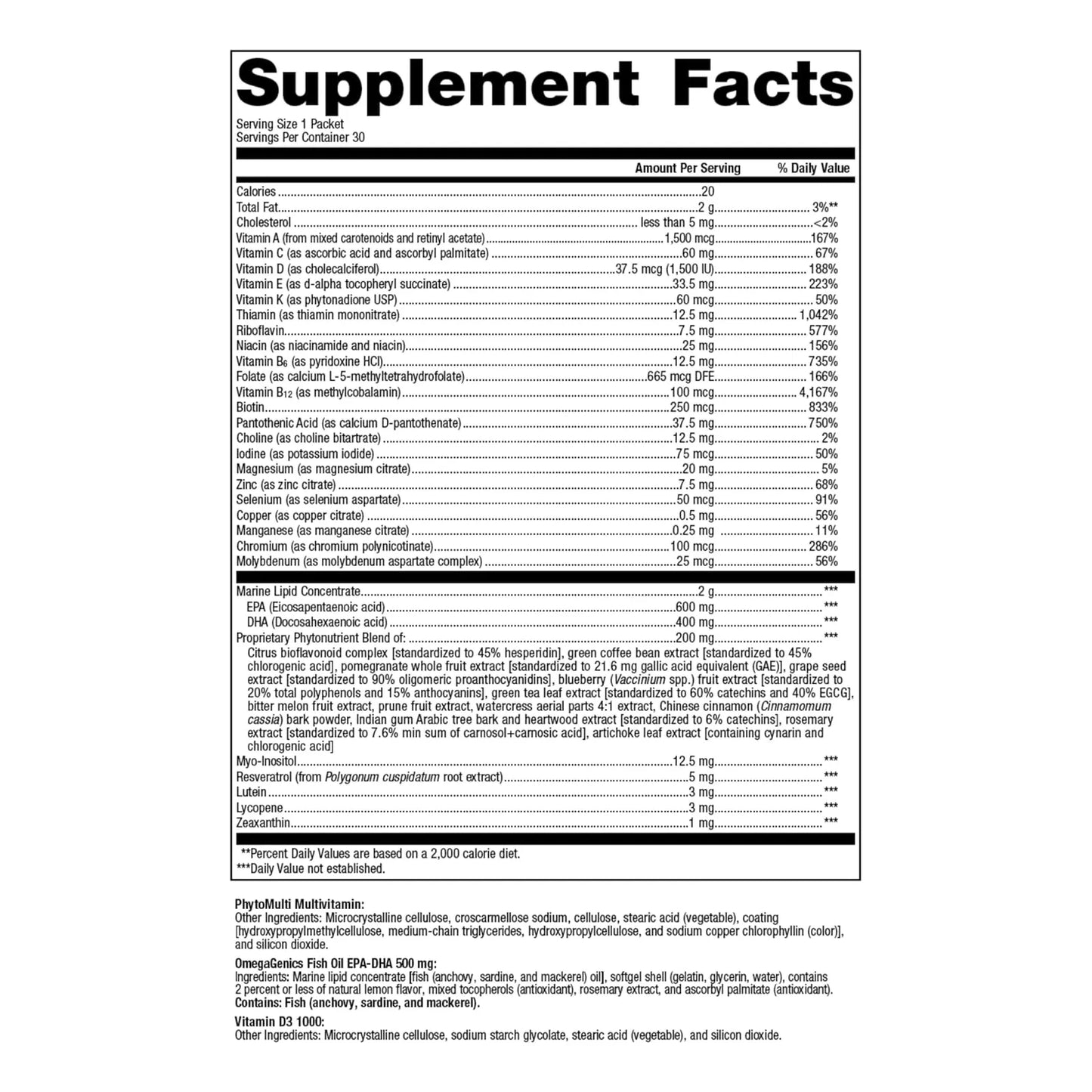 Paquetes Diarios Multivitamínicos Metagenics Wellness Essentials Con Omega 3 Y Vitaminas A C D E