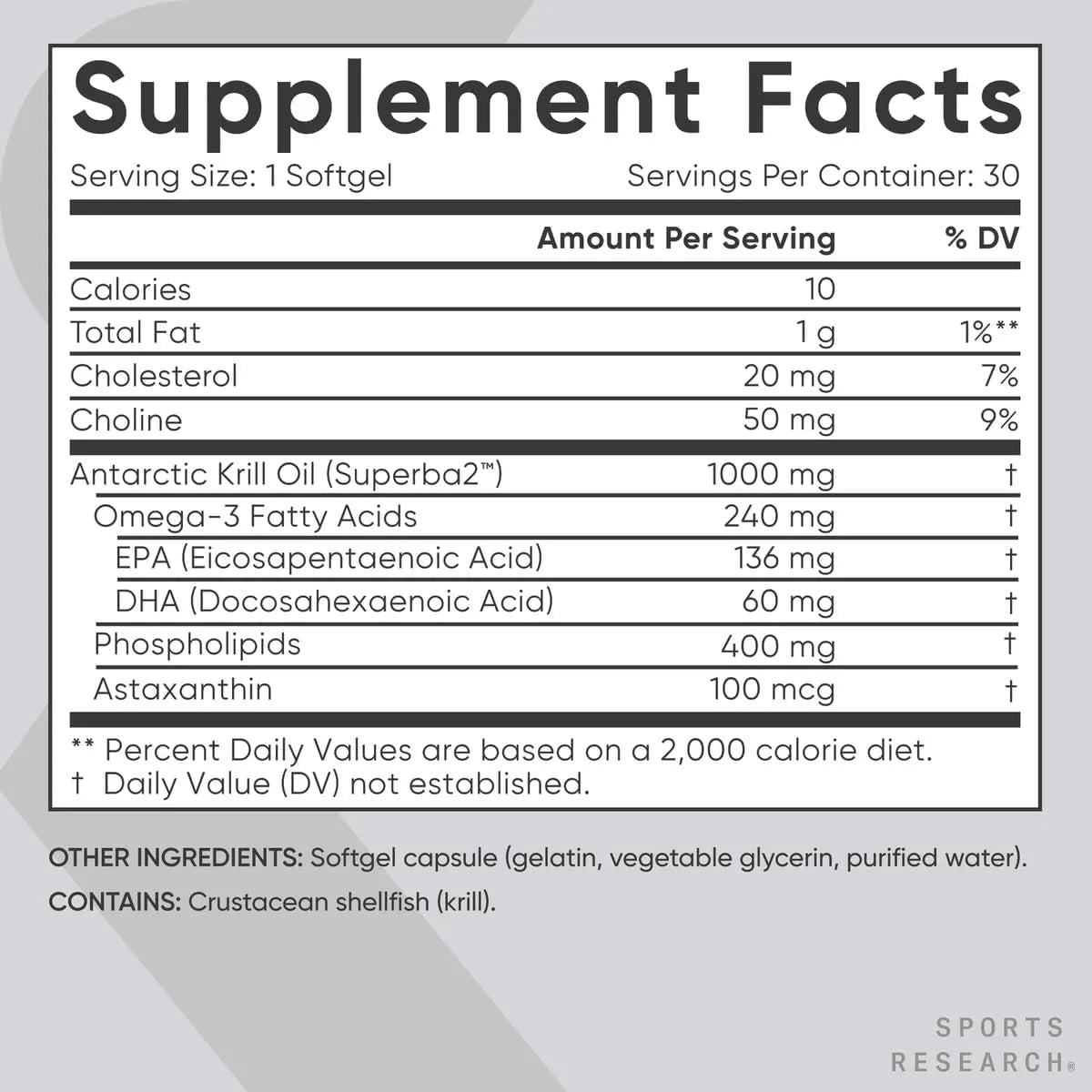 Aceite De Krill Antártico EPA DHA Omega 3 Fosfolípidos Astaxantina 1000 Mg 30 Cápsulas