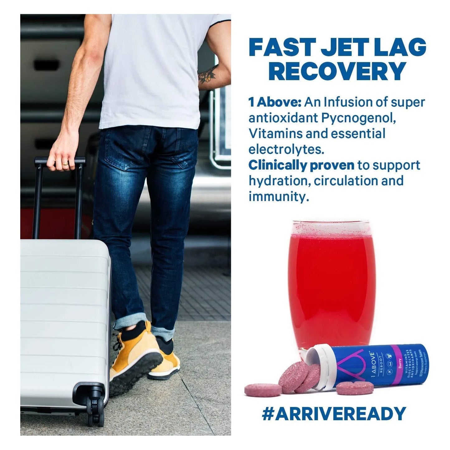 Tabletas Efervescentes Anti Jet Lag Multivitamínico Sabor Bayas Con Pycnogenol