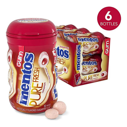 Mentos Goma Sin Azucar Sabor Canela 300g Pack 6 Botellas Frescura Duradera Sin Azucar