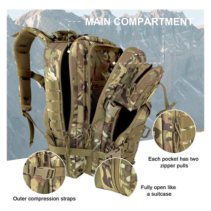 Mochila Tactica Militar Campamento 3 Dias 40L Resistente Agua Sistema Molle