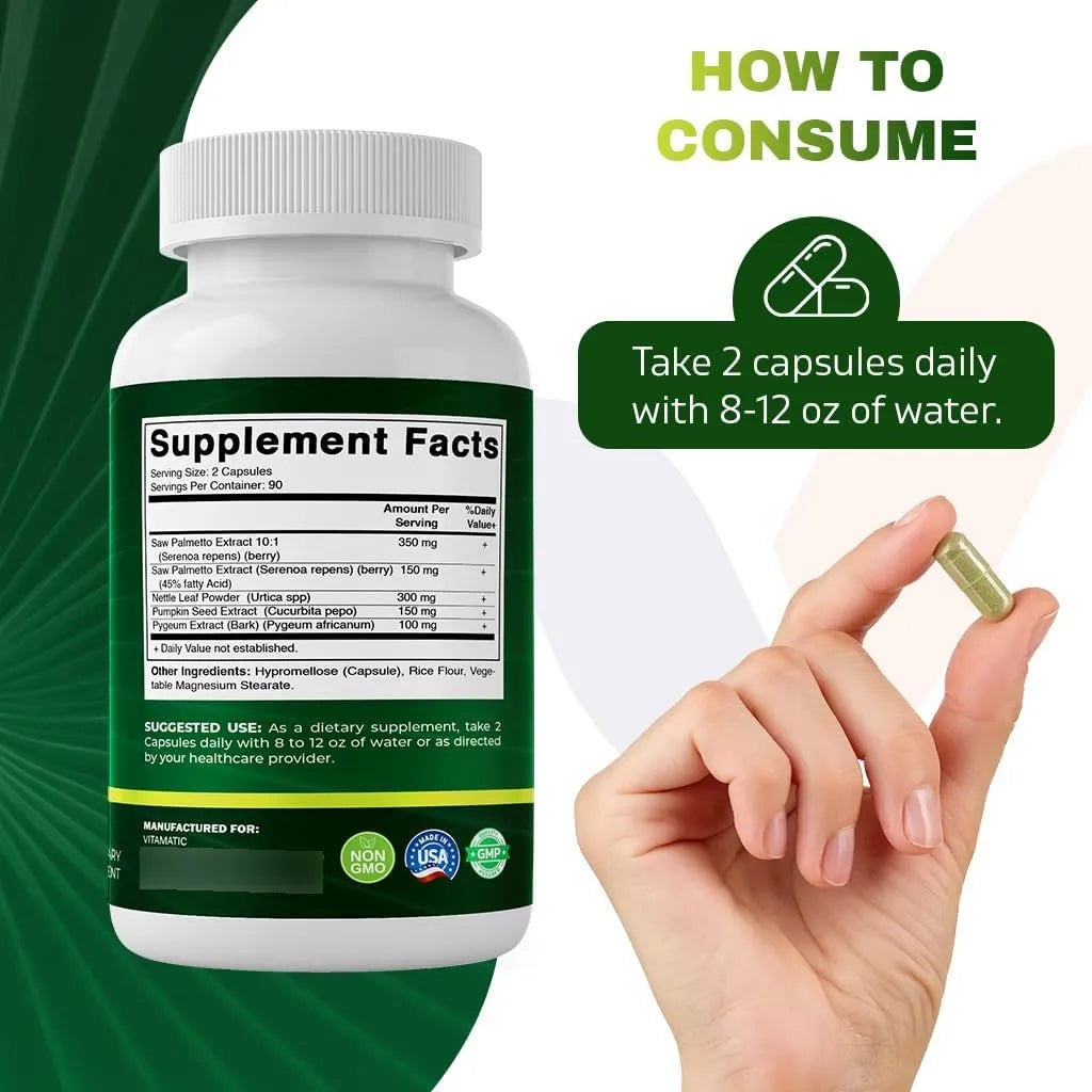 Extracto De Palma Enana Americana Capsulas 180 Unidades Soporte Prostático Natural