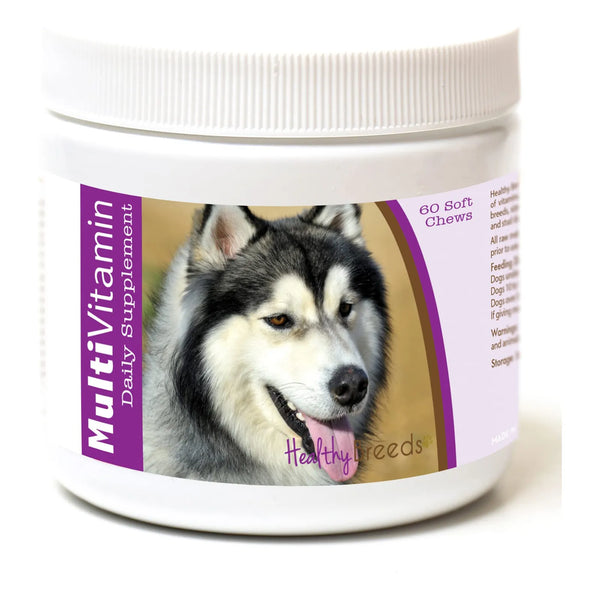 Multivitamínico Diario Para Perros Siberiano Husky Sabor Tocino 60 Masticables