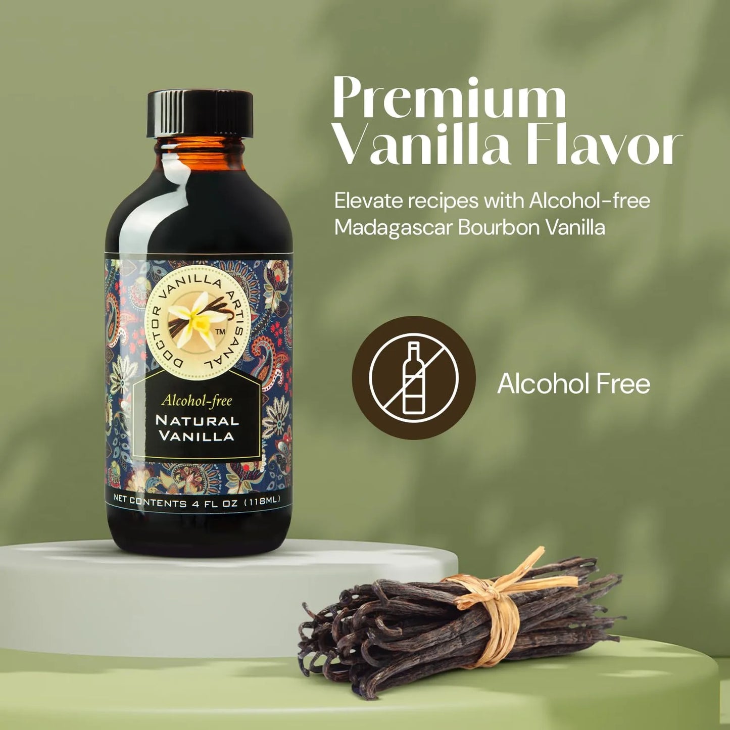 Vainilla Natural Sin Alcohol 113 40ml Esencia Pura Para Postres Y Bebidas