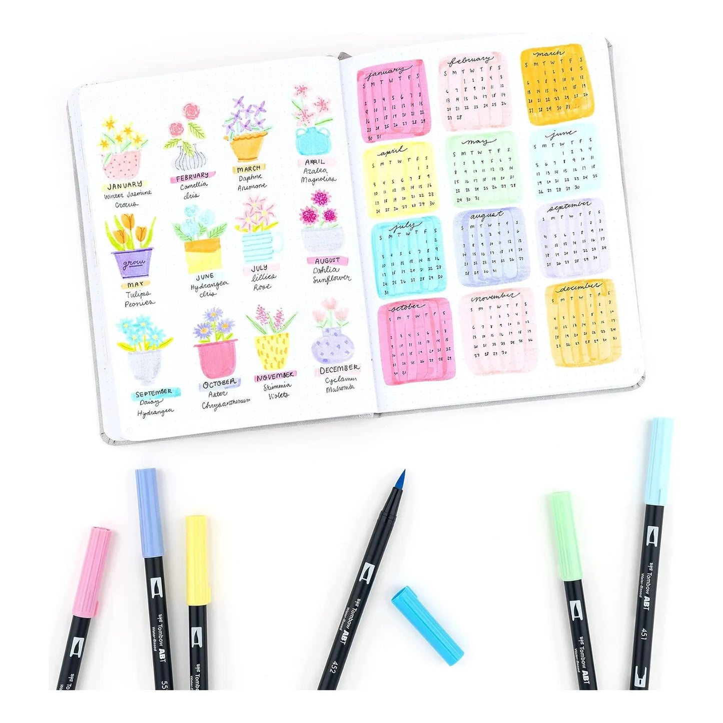 Marcadores Tombow Dual Brush Pastel X10 Punta Doble Y Mezclables