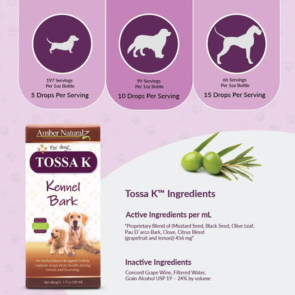 Corteza De Perrera Natural Tossa K Para Perros Suplemento Respiratorio 1 Onza