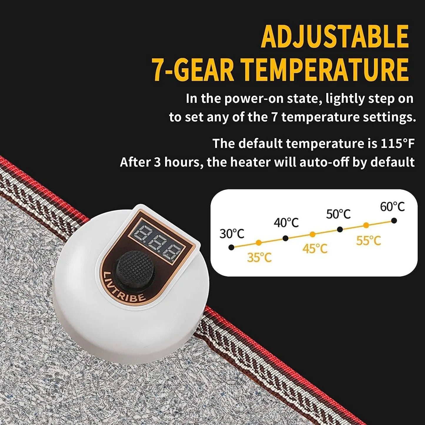 Alfombrilla Termica Electrica Para Pies 110V Calentador De Pies Con Control De Temperatura