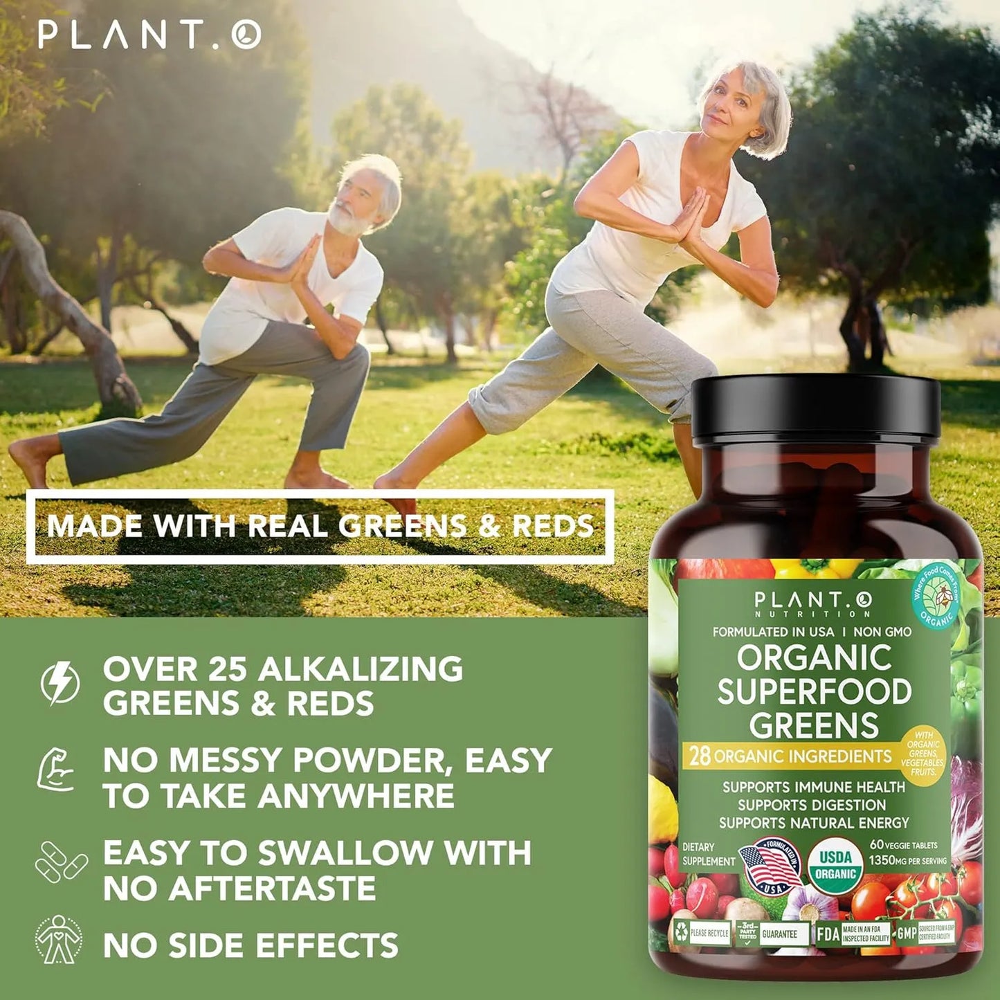 Supergreens Orgánicos En Cápsulas Antioxidantes Vegano Sin Gluten