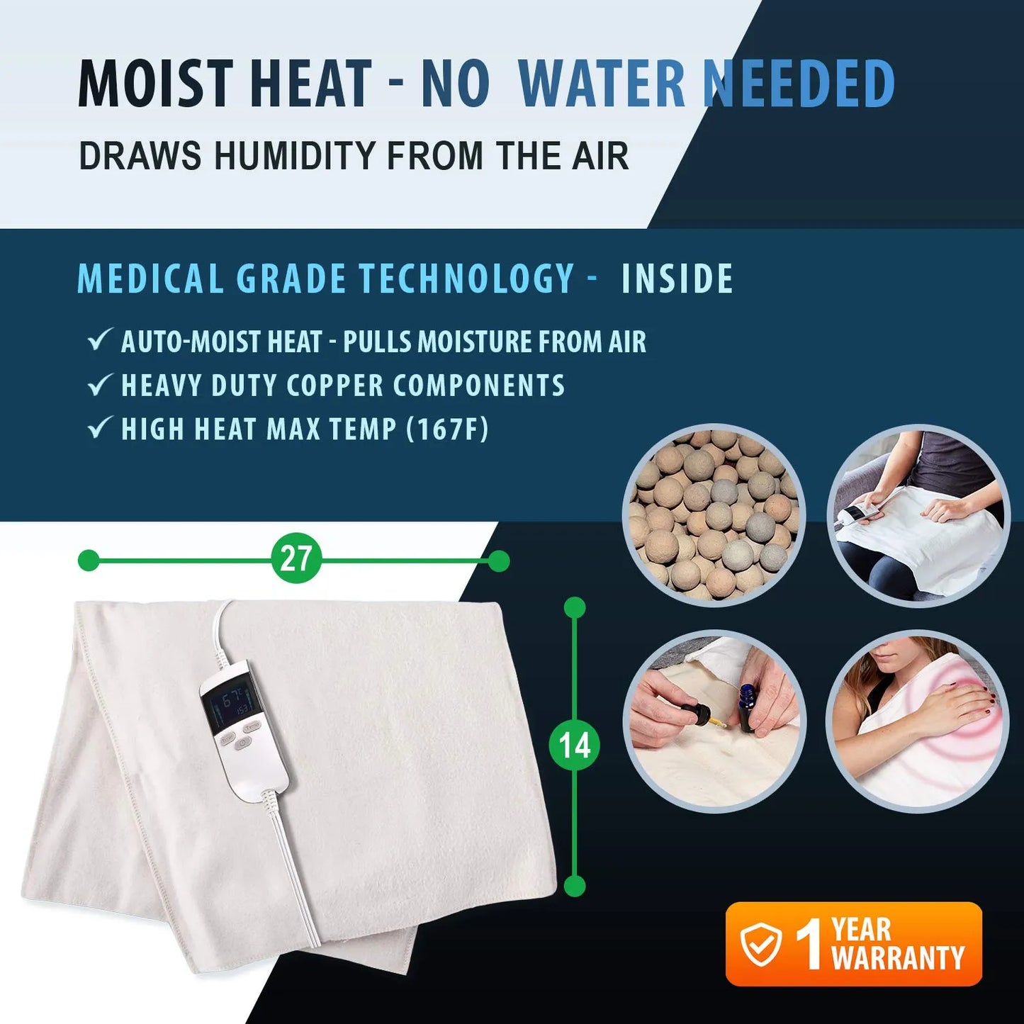 Almohadilla Termica Humeda Extra Caliente ThermoRelief Alivio Profundo Dolor