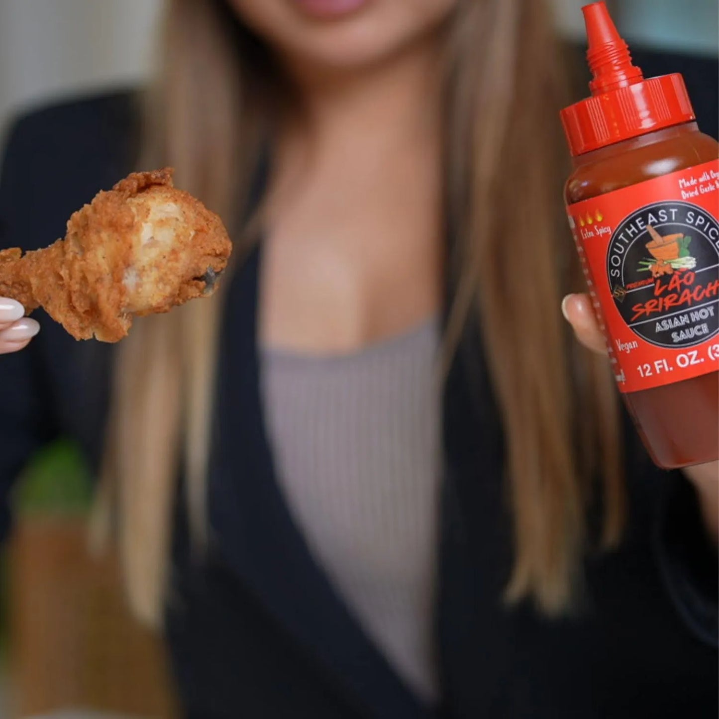 Salsa Picante Sriracha Lao Chile Rojo Dulce Y Ajo Orgánica Vegana