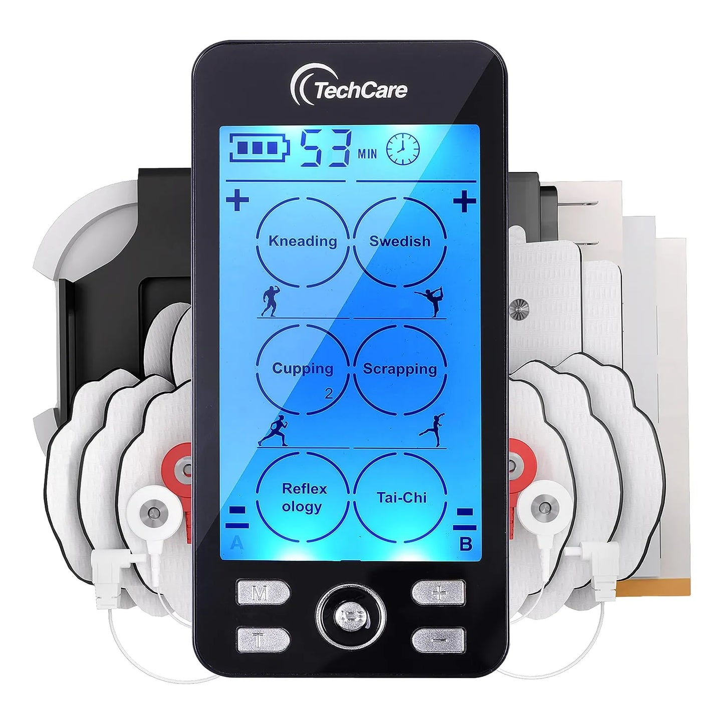 TechCare Massager Plus 24 Unidad TENS Alivio Dolor Muscular 24 Modos Pantalla LCD