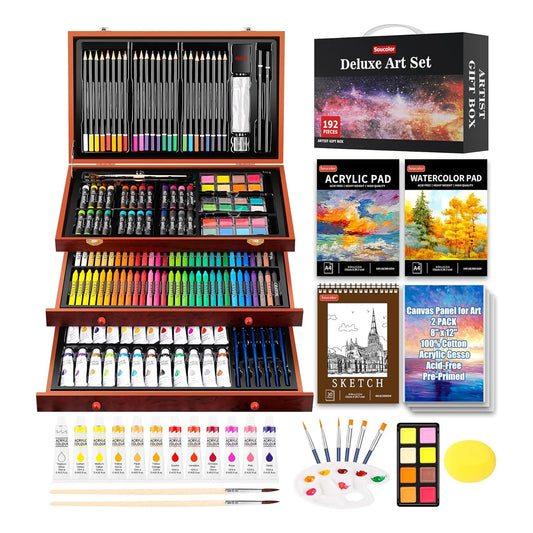 Kit De Arte 192 Piezas Pintura Acrilica Acuarela Lienzos SOMOS IMPORTACIONES GOLD