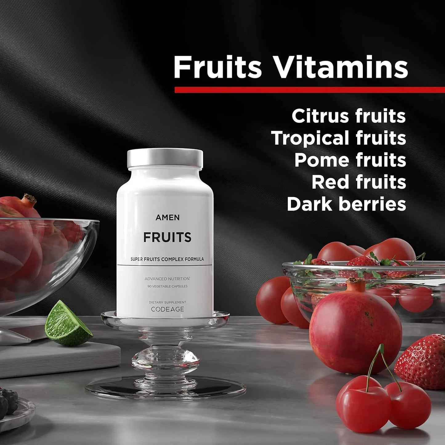 Cápsulas Multivitamínicas De Frutas Enteras Crudas 20 Extractos Vegano Sin OMG