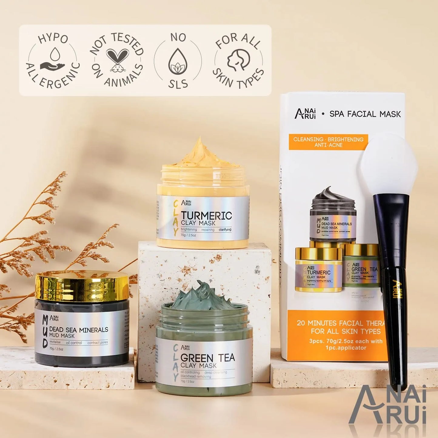 Mascara Arcilla Curcuma, Te Verde Y Minerales Mar Muerto Set