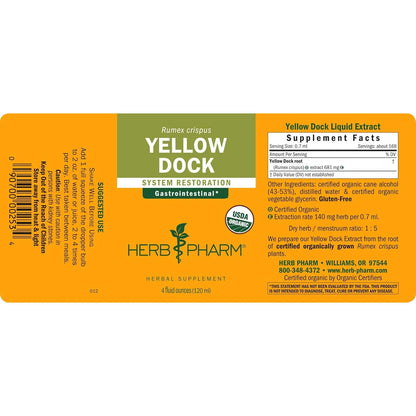 Extracto Liquido De Muelle Amarillo Apoyo Digestivo 120 Ml Herb Pharm