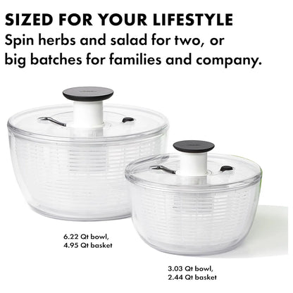Oxo Good Grips Large Salad Spinner Mezclador De Vegetales 6.22 Qt Blanco Secado Rapido Y Facil