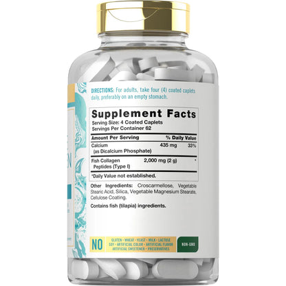 Pastillas De Colageno Marino 250 Capsulas Peptidos Naturales Piel Radiante