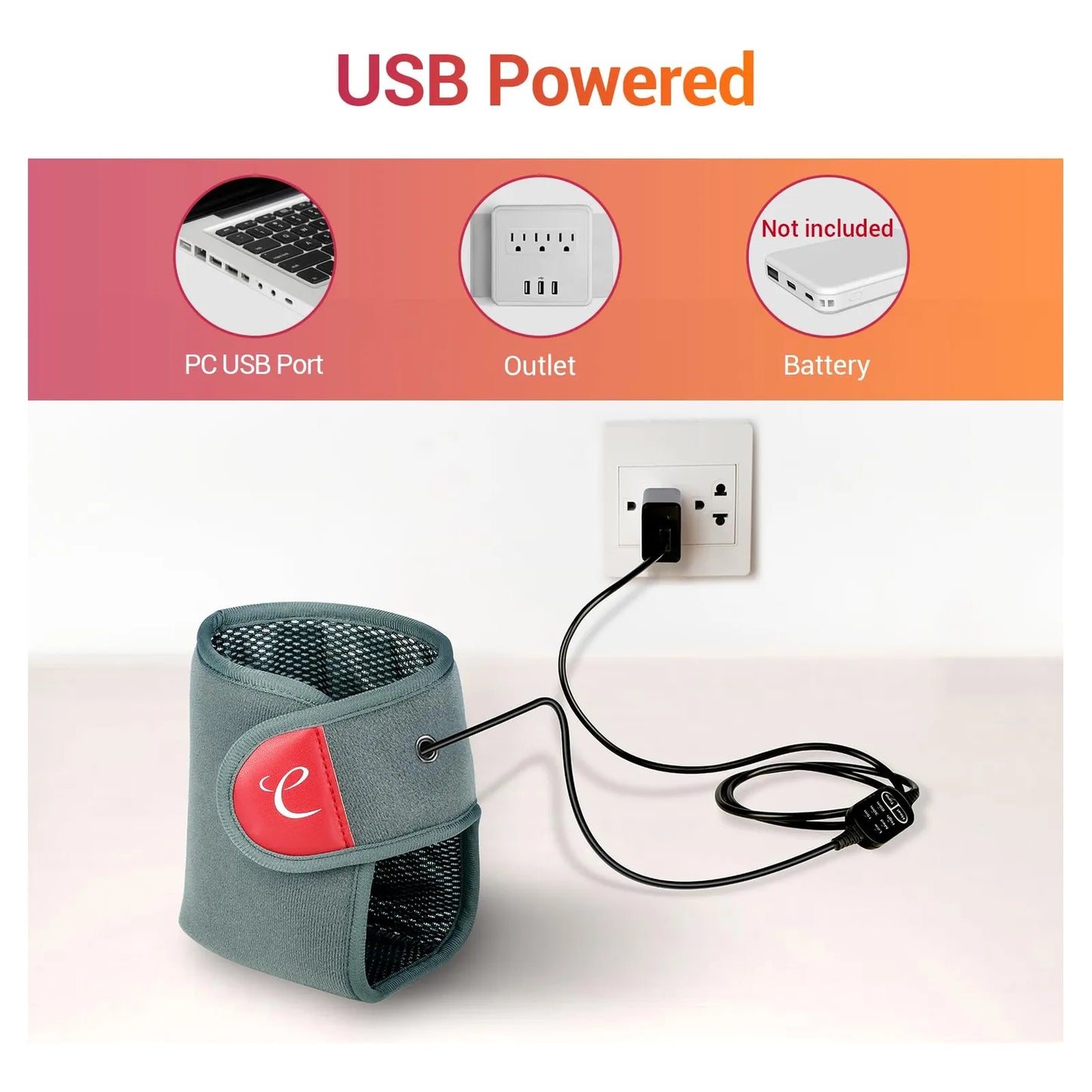 Almohadilla Termica Portatil USB Para Tobillo Y Pies Con 3 Niveles De Calor Alivio Dolor Tendinitis