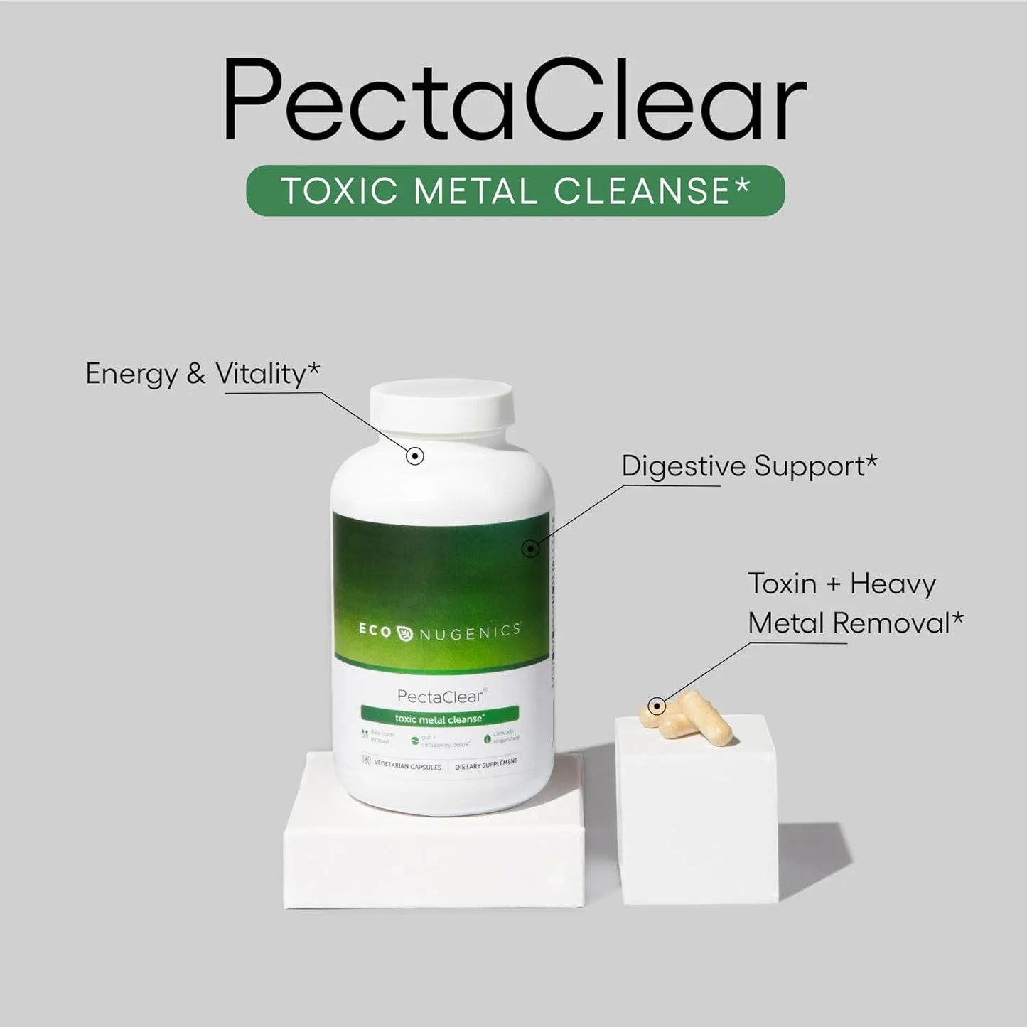 PectaClear Suplemento Desintoxicante Con Pectina Citrica Y Alginato 60 Capsulas