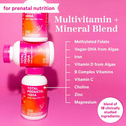 Pink Stork Total Prenatal DHA 180 Caps Soporte Nutricional Para Embarazo