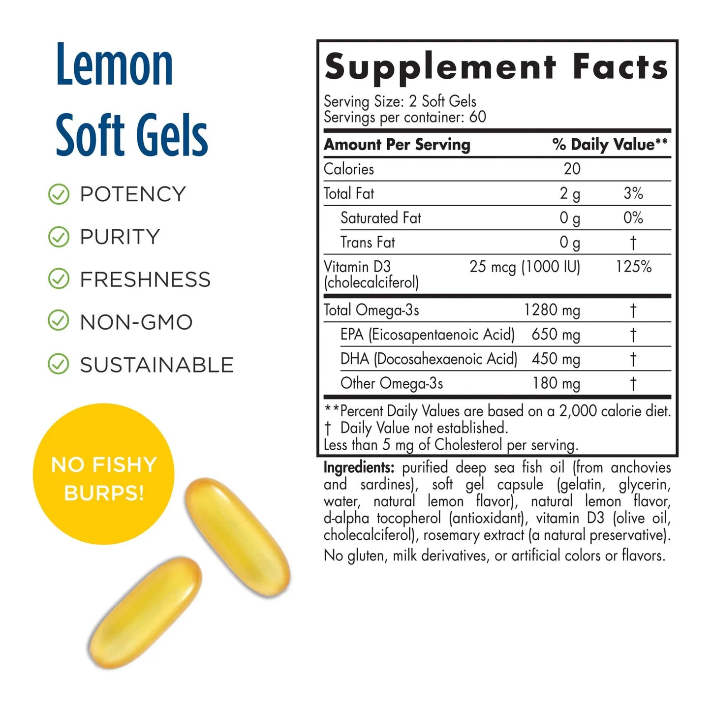 Aceite De Pescado Proomega D Sabor Limon 120 Geles Suaves Con Omega 3 Y Vitamina D3