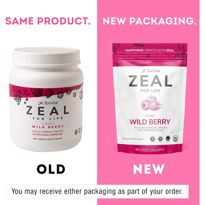 Frutos Silvestres Zeal For Life Lata 30 Dias Bienestar 14.8 Oz Energia Y Salud