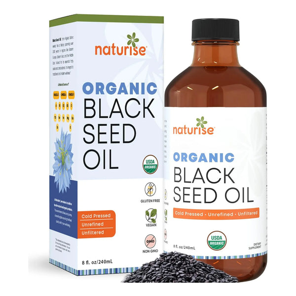 Aceite Organico De Semilla Negra Prensado En Frio 240 Ml Puro Y Natural