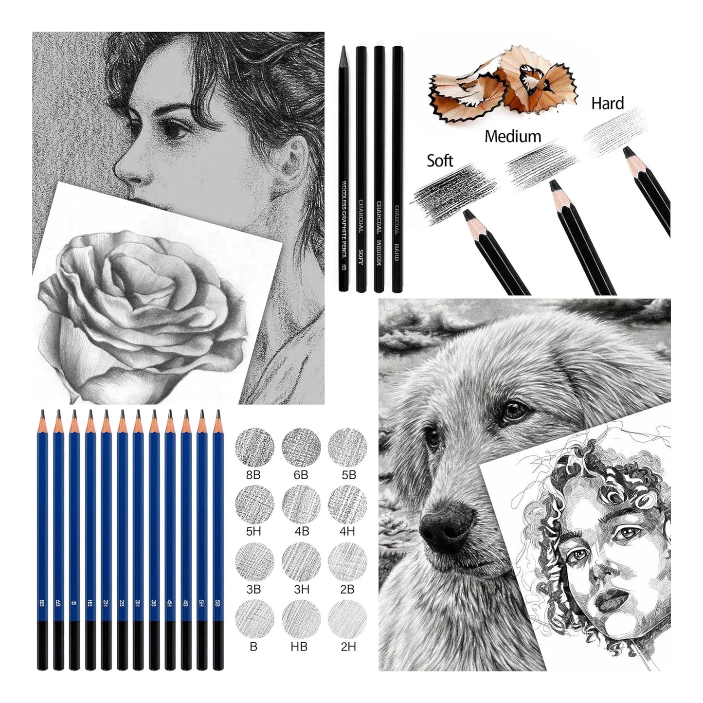 Kit De 72 Suministros Artísticos Profesionales Lápices De Colores Y Bocetos
