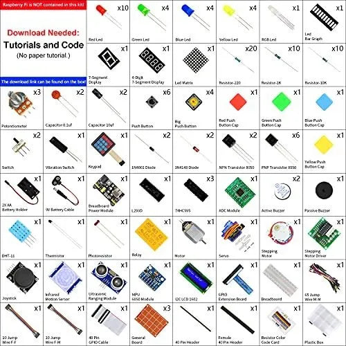 Freenove Ultimate Starter Kit Para Raspberry Pi 4B 3B+ Con Tutoriales Y 223 Componentes