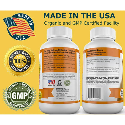 Antioxidante De Cúrcuma Para Perros Alivia Dolor Articular 120 Masticables