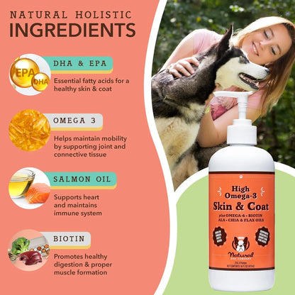 Aceite Natural Para Perros 473 Ml Salud Piel Pelaje Suave Om Natural Dog Company