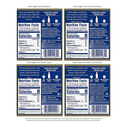 Jarabe Sin Azúcar Surtido Para Café Set 4 Botellas 375 Ml Torani Sabores Cafetería
