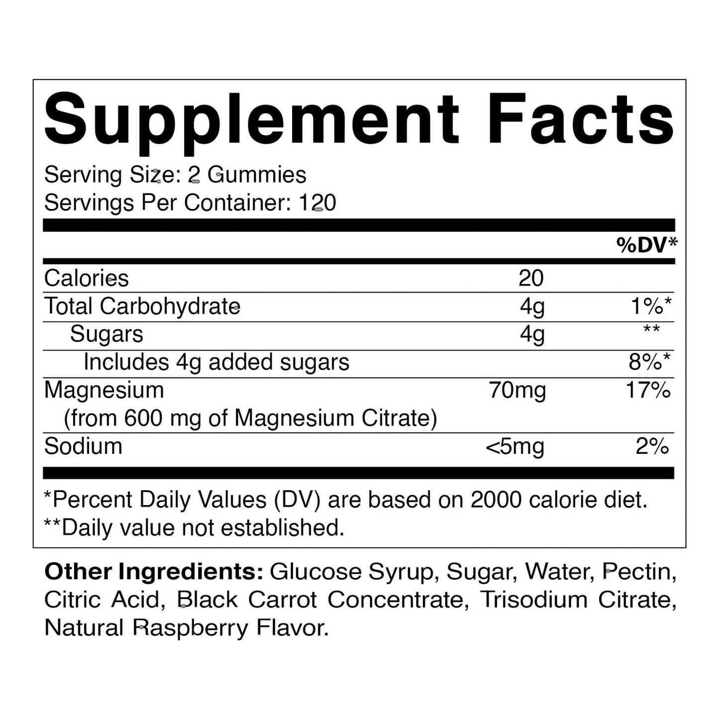 Gomitas De Citrato De Magnesio 600 Mg 240 Unidades Sabor Frambuesa Veganas
