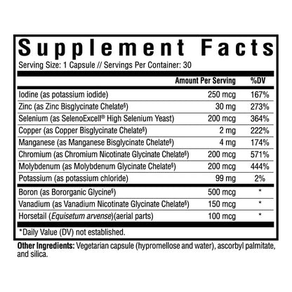 Complejo Mineral Traza 10 Oligominerales Esenciales Suplemento Inmunologico Y Nervioso Sin Hierro 30 Capsulas