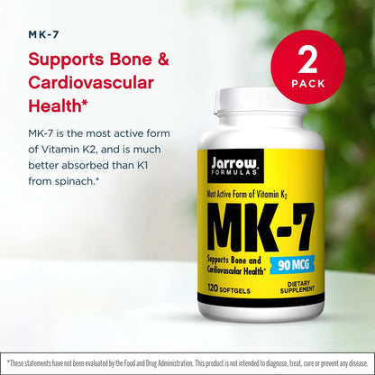 Vitamina K Mk7 90 Mcg 120 Capsulas Blandas Paquete Doble Huesos Fuertes Corazon Sano