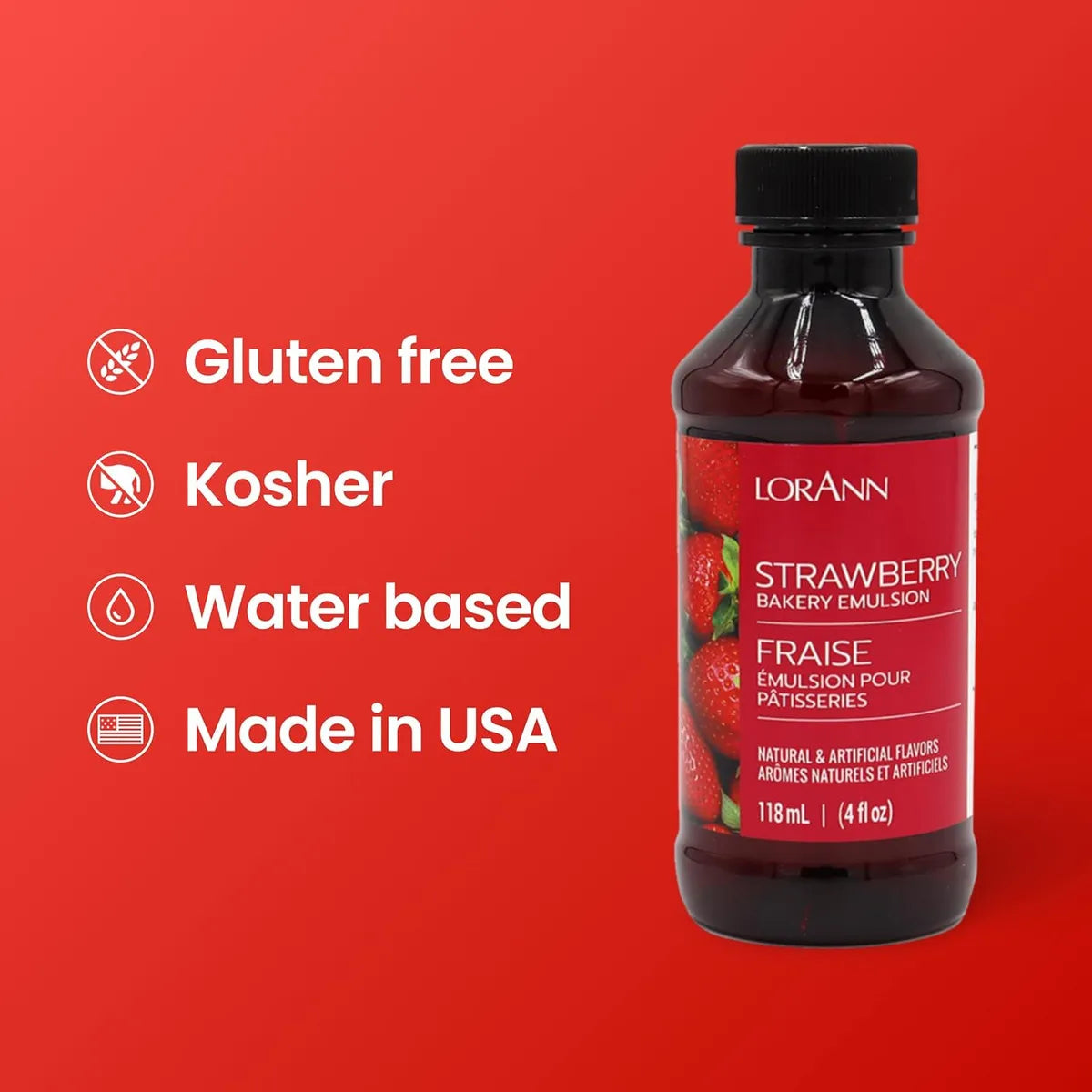 Emulsion Fresa Para Panaderia Botella 113 Gramos Sabor Natural Y Versatil