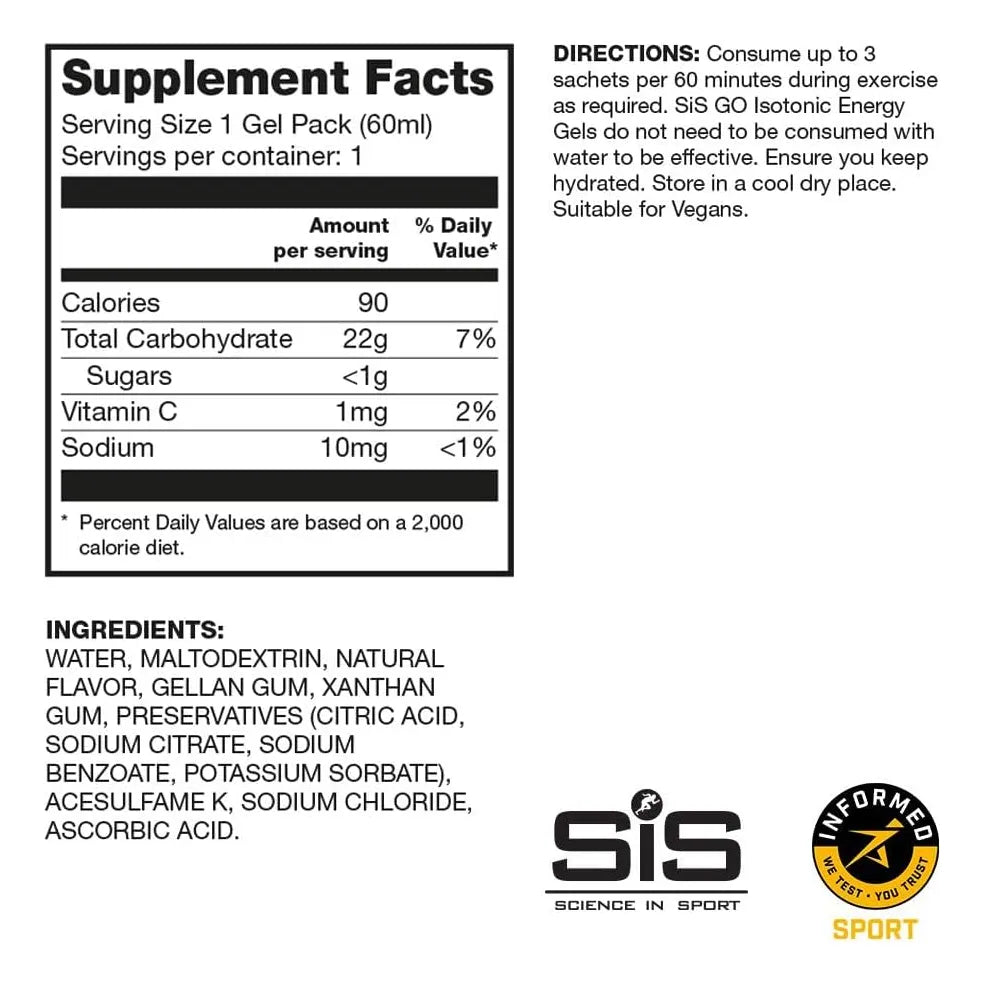 Gel Energético Isotónico Sis Tropical X6 Und Carbohidratos Rápidos Sin Azúcar