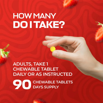 Suplemento CoQ10 100 Mg Tabletas Masticables Sabor Fresa Salud Corazon Y Energia