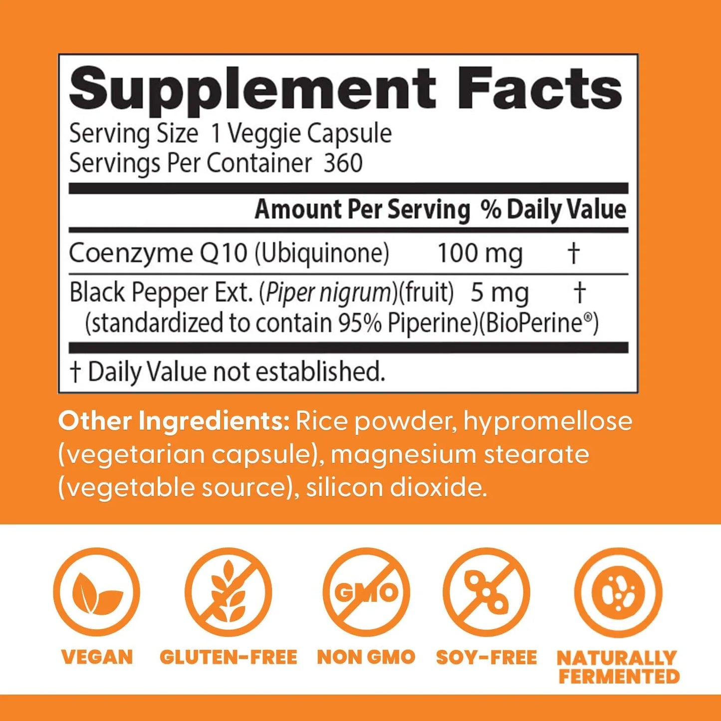 Doctors Best CoQ10 Alta Absorción Con Bioperina 100 Mg 360 Cápsulas Veganas