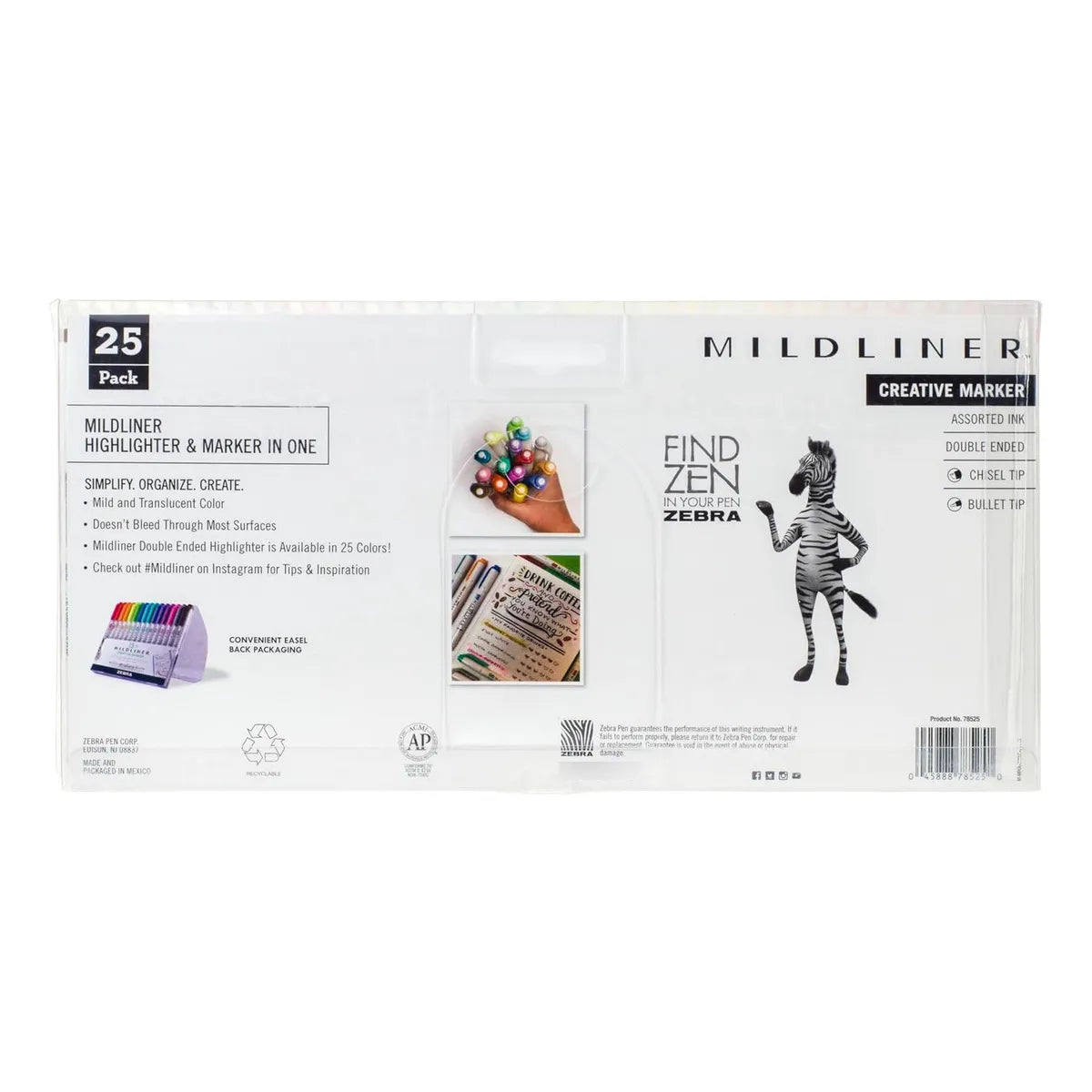 Rotuladores Mildliner Zebra Pen Surtido 25 Unidades Punta Doble Colores Vibrantes