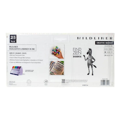Rotuladores Mildliner Zebra Pen Surtido 25 Unidades Punta Doble Colores Vibrantes