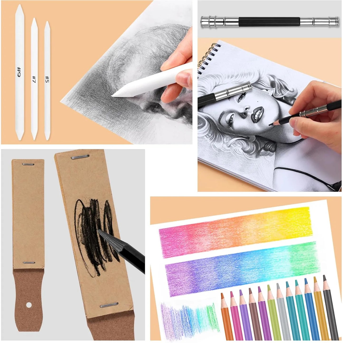 Kit De 72 Suministros Artísticos Profesionales Lápices De Colores Y Bocetos