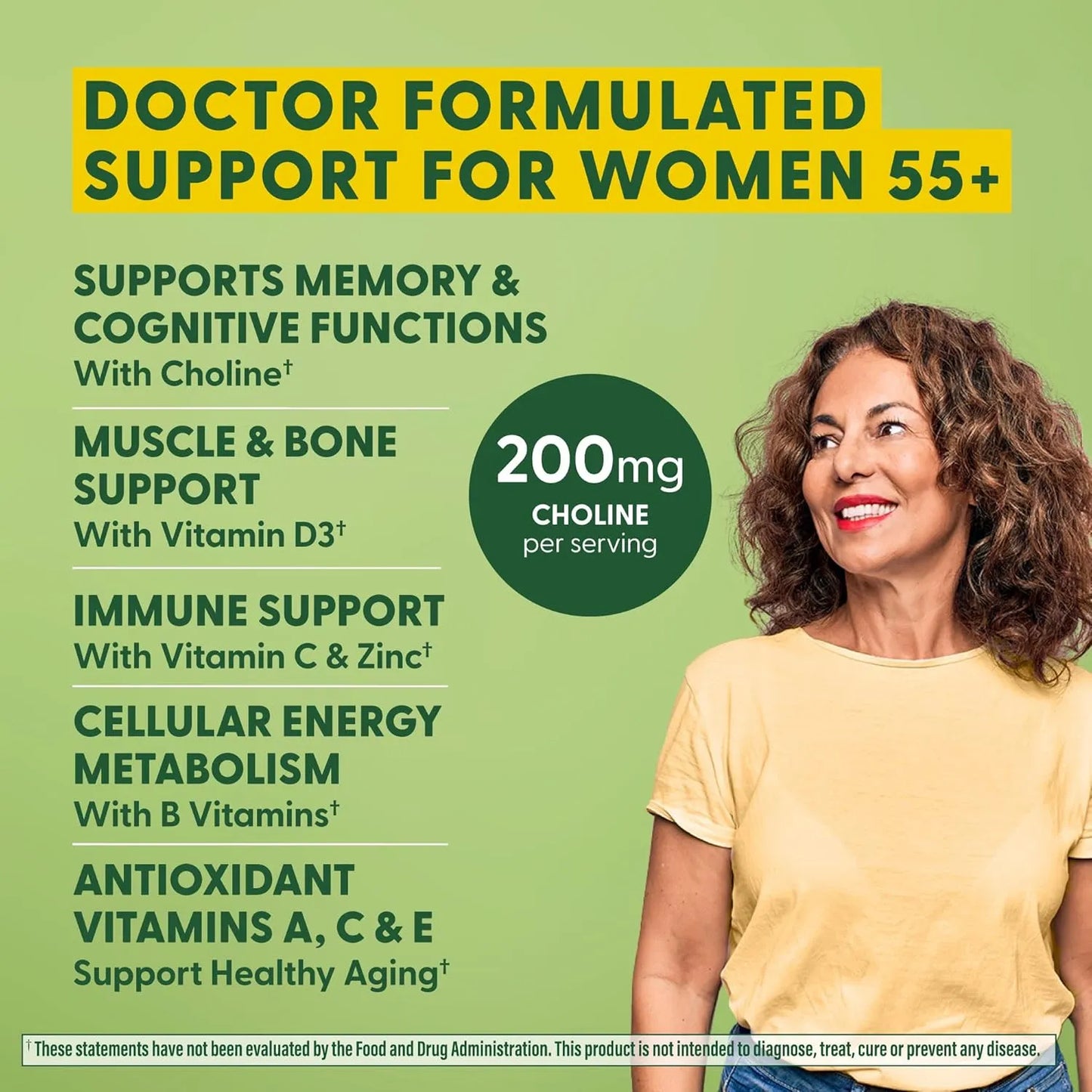 Multivitaminico 55 Mujer Con Vitamina D B12 Biotina Zinc Colina 120 Tabletas