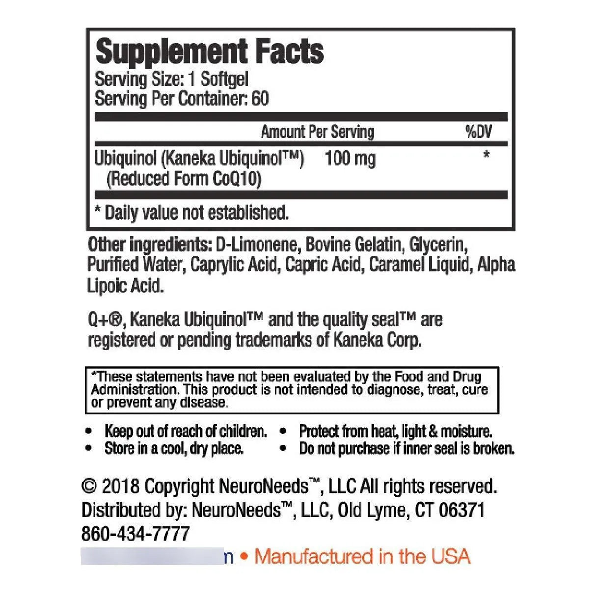 Ubiquinol 100 Mg QNeeds Antioxidante Clínicamente Probado 60 Capsulas Blandas