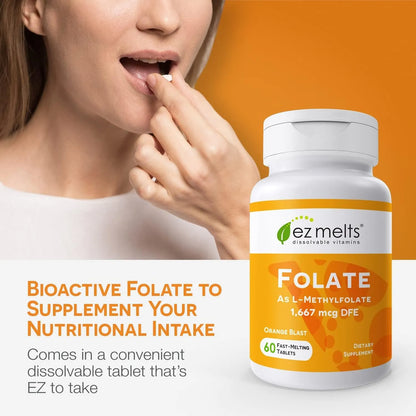Folate L 5 Methylfolate 1667 Mcg Dfe Tabletas Sublinguales Sabor Naranja 60 Unidades