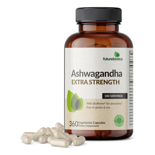 Ashwagandha Extra Fuerte Soporte Estrés Estado Ánimo 360 Cápsulas Vegetarianas Con BioPerine
