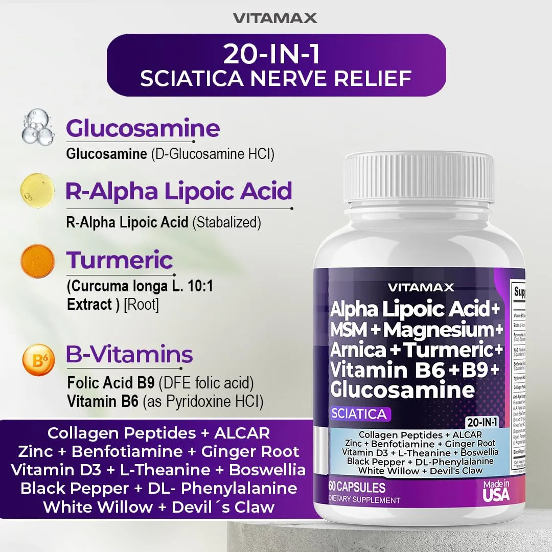 Cápsulas Para Aliviar El Nervio Ciático Con Ácido Fólico Y Glucosamina