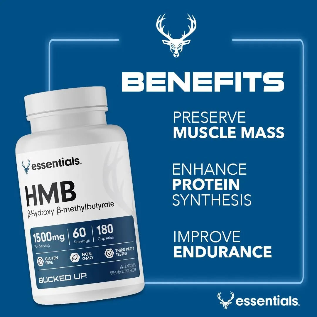 HMB 1500 Mg 60 Porciones 180 Cápsulas Esenciales Para Rendimiento Bucked Up