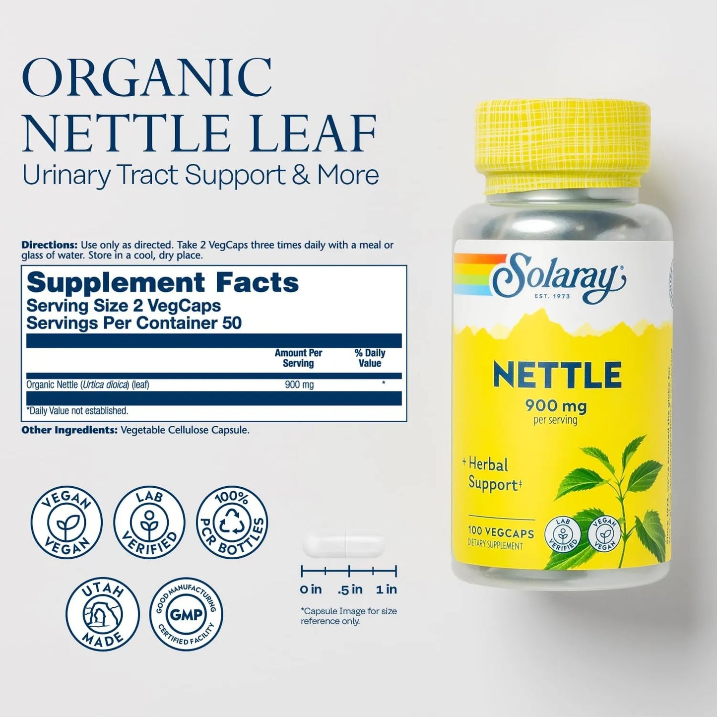 Cápsulas De Hojas De Ortiga 450 Mg Soporte Renal Y Energía Natural Vegano